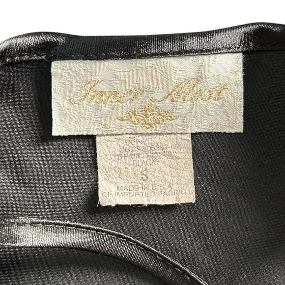 VTG Inner Most Sz S Black Embellished Vneck Chemise Nightie Nightgown Slip Dress - Picture 6 of 7